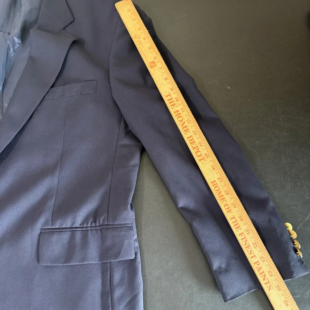 VTG Polo University Club Ralph Lauren Navy Blazer Size 46T Wool Gold Buttons